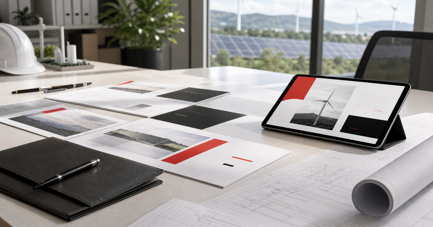 Photorealistic energy brand and pitch system mockup for Sitka Power